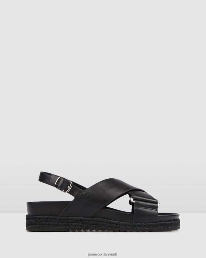 Jo Mercer miles flade espadrillesandaler sort læder fodtøj H480V4271