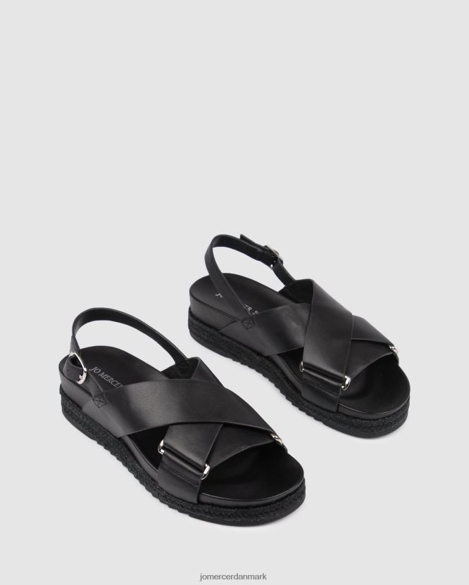 Jo Mercer miles flade espadrillesandaler sort læder fodtøj H480V4271