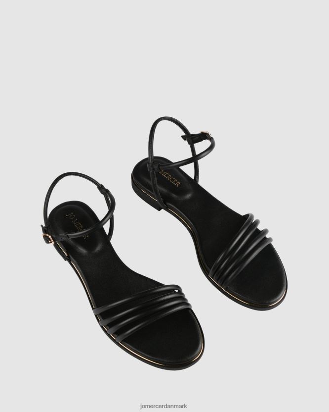 Jo Mercer quiera flade sandaler sort læder fodtøj H480V4274