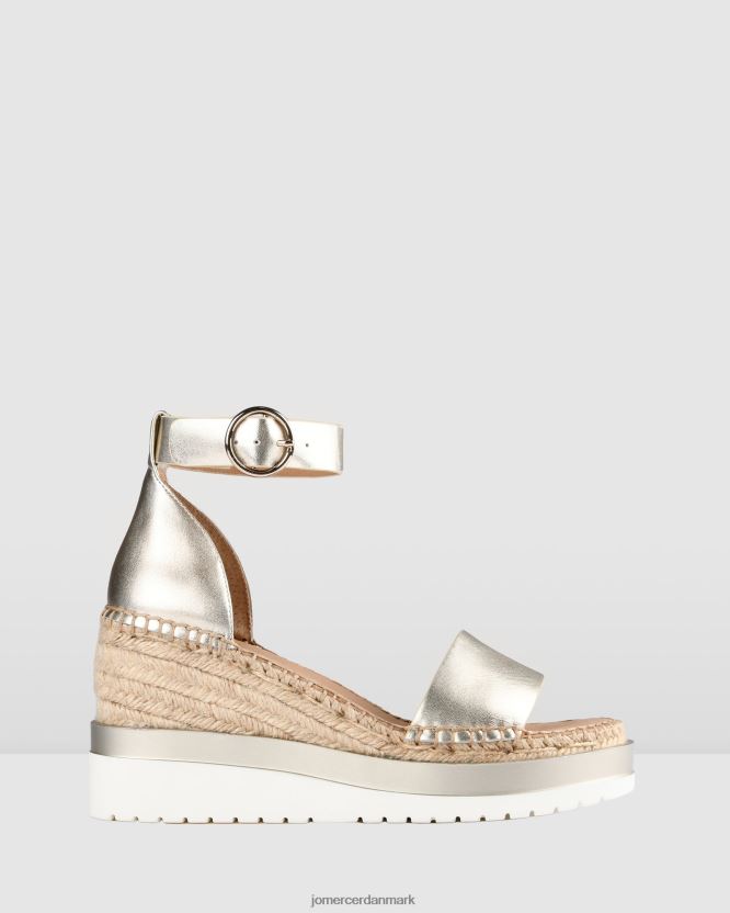Jo Mercer klume mid hæl wedge espadrilles guld læder fodtøj H480V453