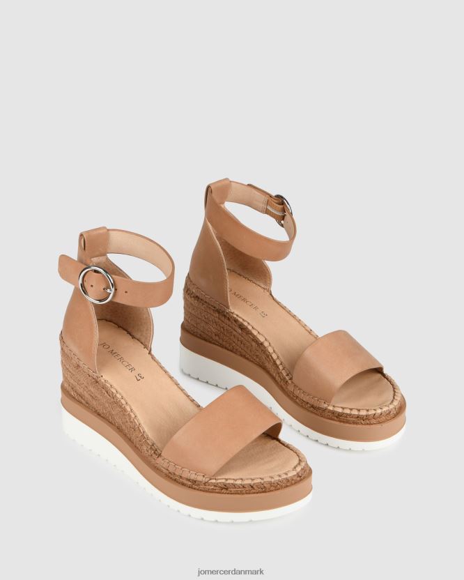 Jo Mercer klume mid hæl wedge espadrilles solbrunt læder fodtøj H480V451