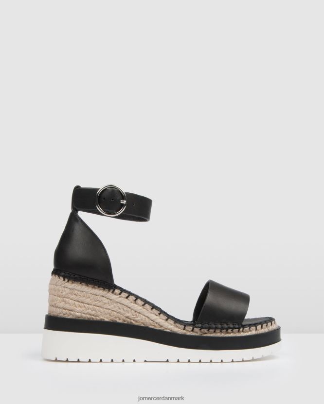 Jo Mercer klume mid hæl wedge espadrilles sort læder fodtøj H480V450