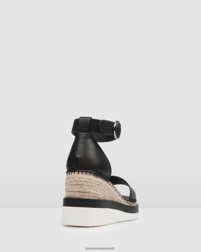 Jo Mercer klume mid hæl wedge espadrilles sort læder fodtøj H480V450