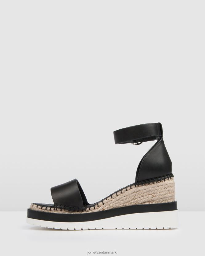 Jo Mercer klume mid hæl wedge espadrilles sort læder fodtøj H480V450