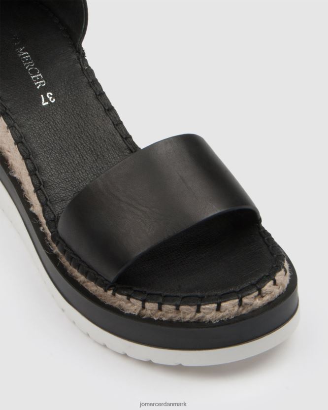 Jo Mercer klume mid hæl wedge espadrilles sort læder fodtøj H480V450