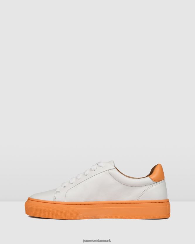 Jo Mercer kaos sneakers hvidt blødt orange læder fodtøj H480V4243