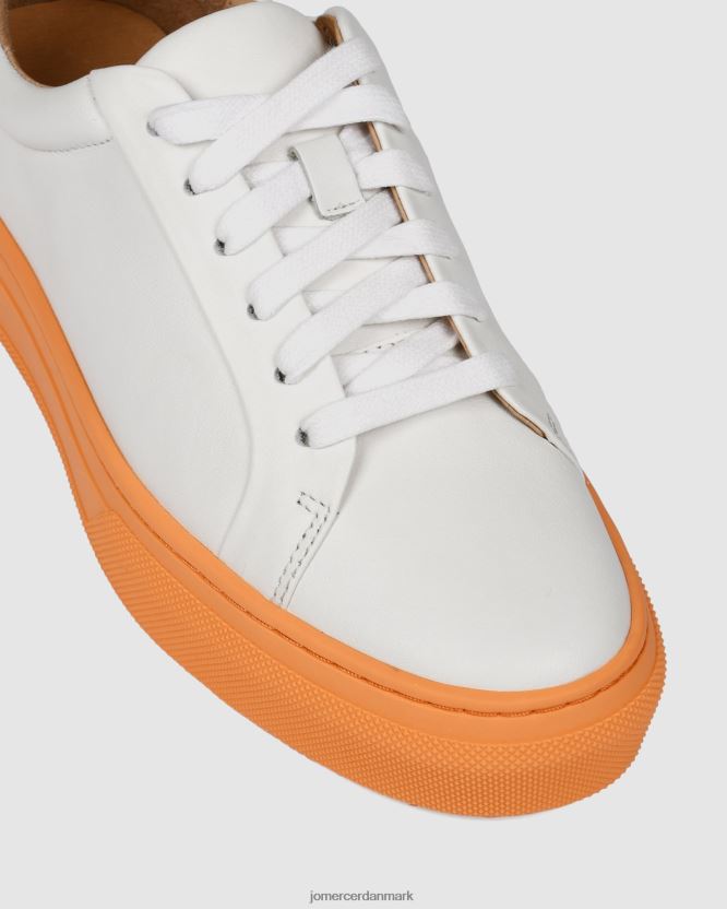 Jo Mercer kaos sneakers hvidt blødt orange læder fodtøj H480V4243