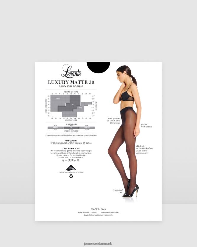 Jo Mercer Levante luksus mat 30 denier tight sort tilbehør H480V4487