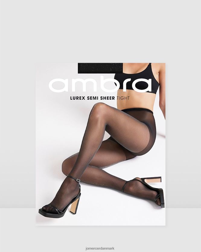Jo Mercer ambra lurex semi gennemsigtig tight sort sølv tilbehør H480V4484